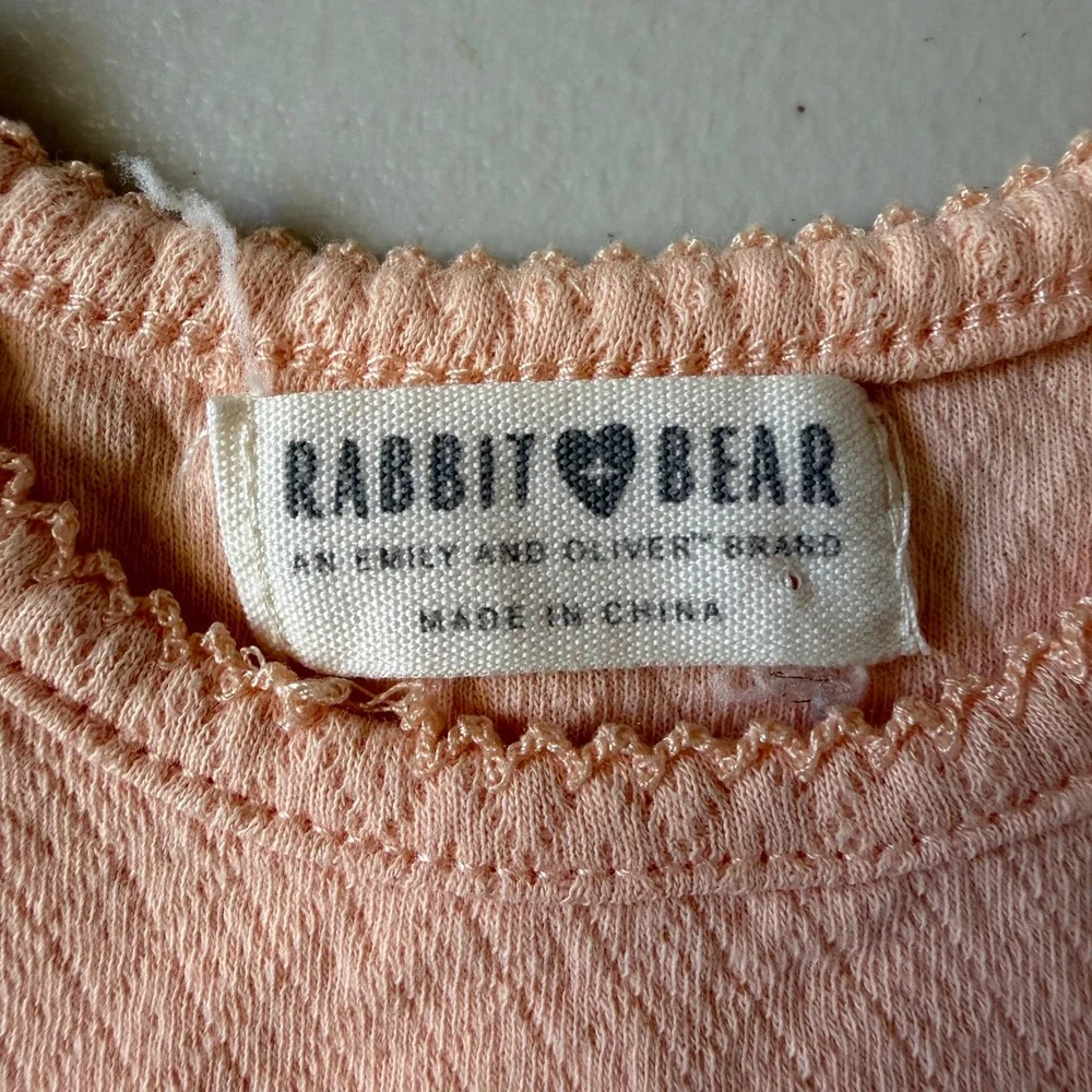 Rabbit Bear Organic Cotton Baby Girls Pink‎ Diamond Knit Bodysuit 6-9 Months